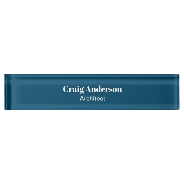 Trend Professional Plain Modern Elegant Ocean Blue Desk Name Plate (Front)