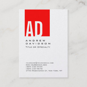 Trend Red Stripe Monogram White Business Card