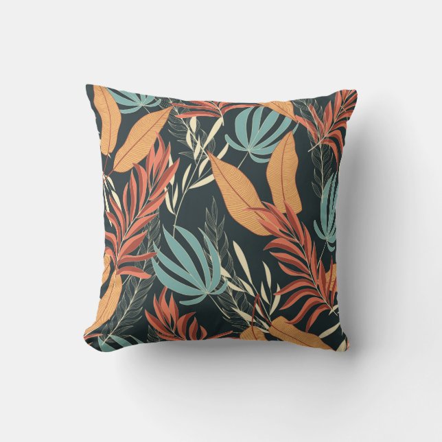 Trend seamless tropical pattern with bright yellow throw pillow (Front)