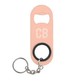 Trend  Soft Peach Monogram Stainless Steel Keychain Bottle Opener