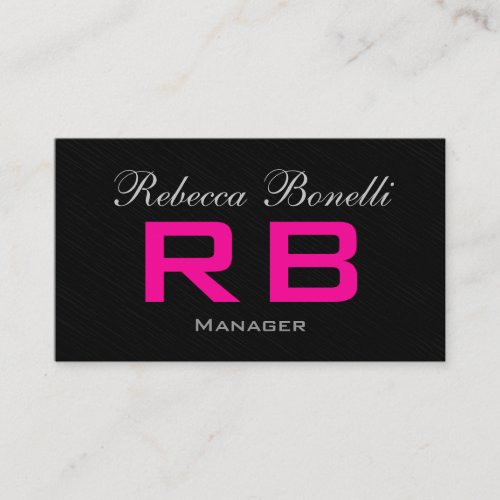 Trend Style Gray Black Pink Monogram Business Card