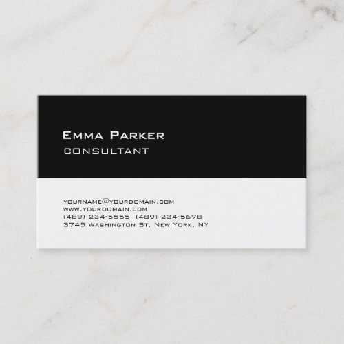 Trend Stylish Modern Black White Consultant Business Card