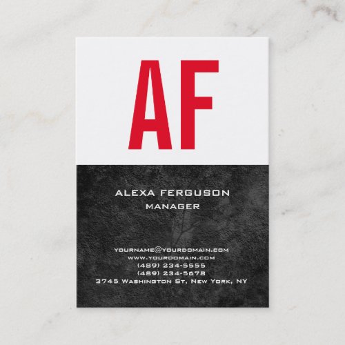 Trend unique plain simple black white red monogram business card