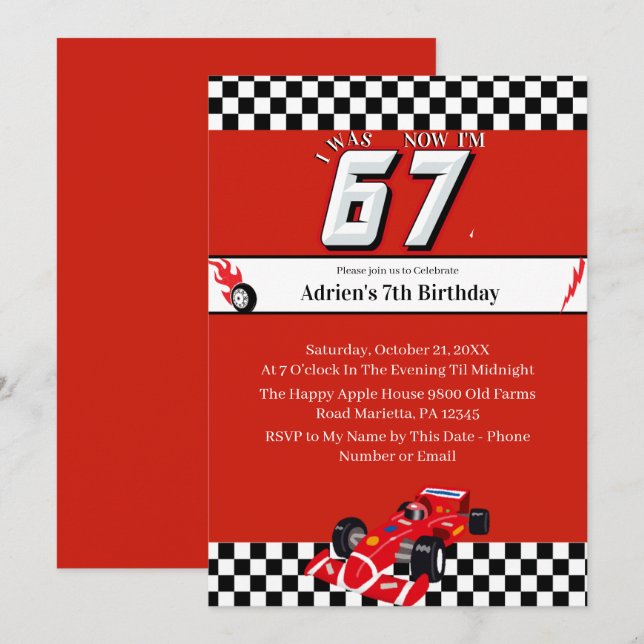 Trending 6 7 Meme | Race Car Boy Racing Birthday Invitation (Front/Back)