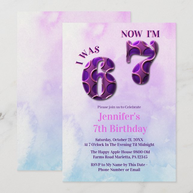 Trending 6 7 Meme  Six Seven Girl Birthday  Invitation (Front/Back)
