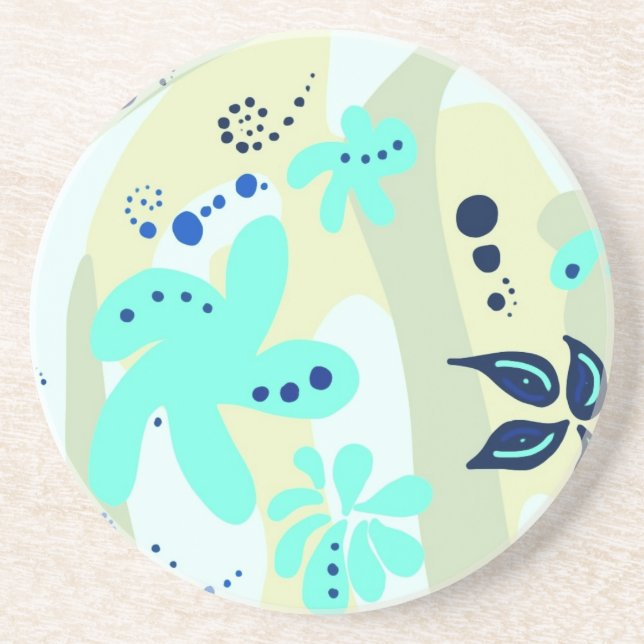 Trending abstract Pattern light colour floral blob Sandstone Coaster (Front)