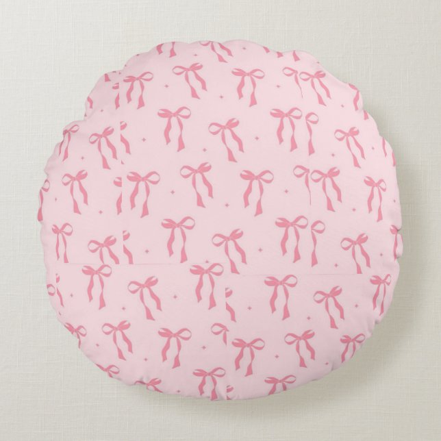 Trending Bow Round Pillow – Chic & Cozy Decorative (Front)