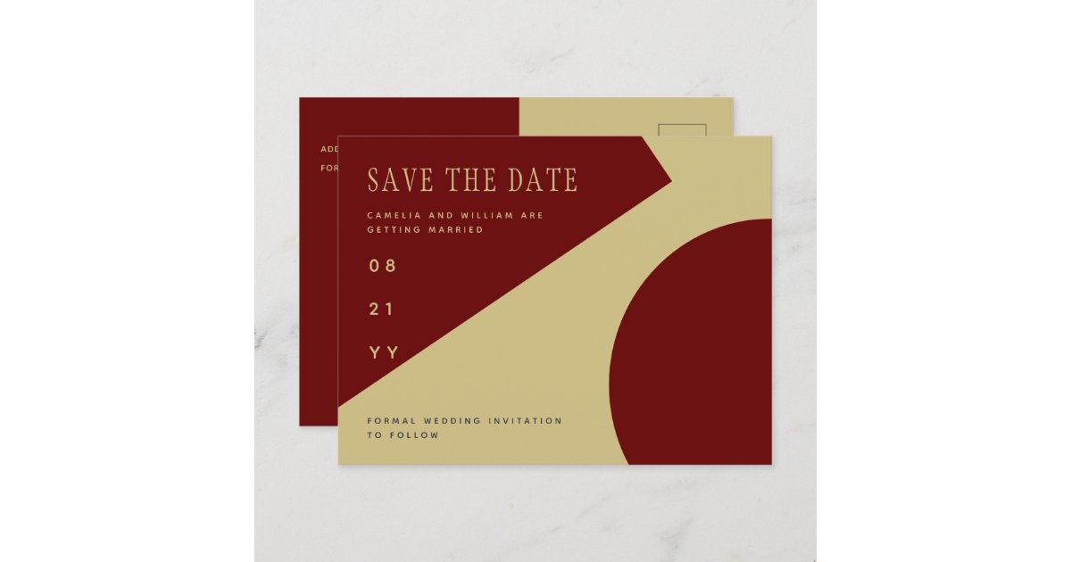 Trending Burgundy Gold Wedding Save The Date Postcard Zazzle