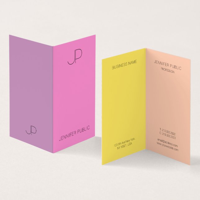 Trending Colors Elegant Modern Monogram Template Business Card (Inside and Outside)