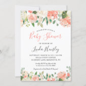 Trending Coral and Peach Floral Baby Shower Invitation (Front)