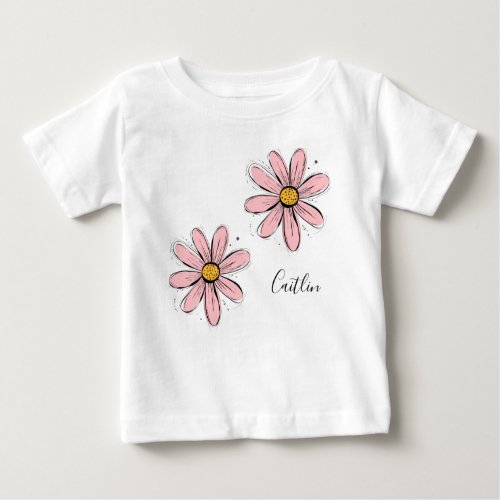 Trending Daisy Blush pink inky art  Baby T_Shirt