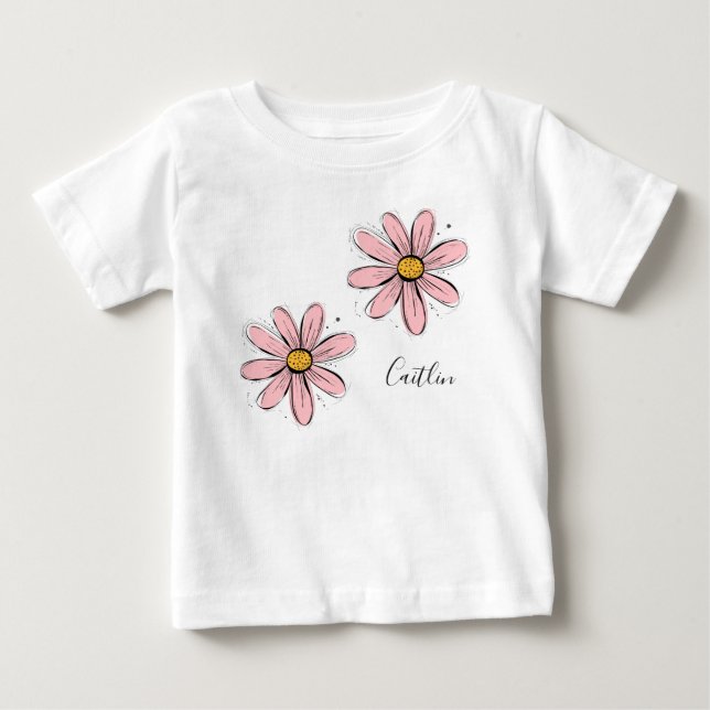 Trending Daisy Blush pink inky art  Baby T-Shirt (Front)