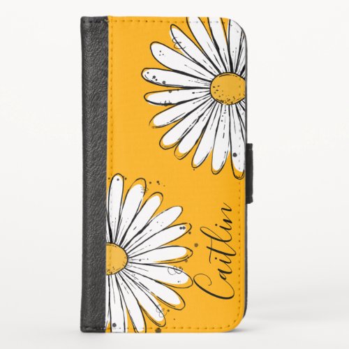 Trending Daisy Orange inky art iPhone X Wallet Case