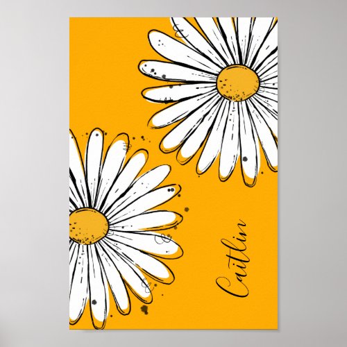 Trending Daisy Orange inky art Poster