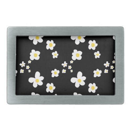 Trending daisy pattern black yellow white modern belt buckle