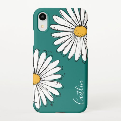 Trending Daisy Teal inky art  iPhone Case
