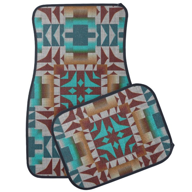 Trending Eclectic Ethnic Bohemian Mosaic Pattern Car Mat (Set)