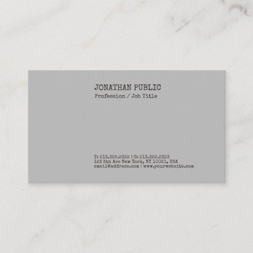 Trending Elegant Creative Nostalgy Grey Plain Business Card