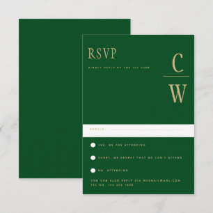 Trending Emerald Green Gold Wedding RSVP Card