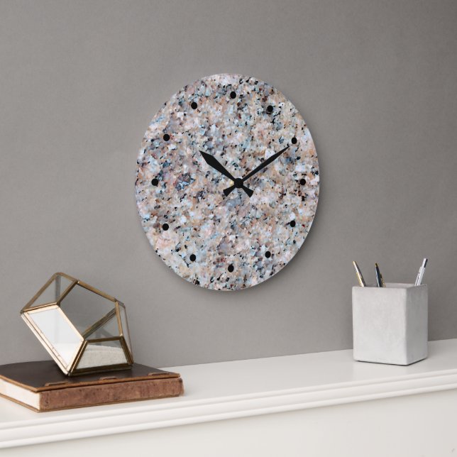 Trending Gray Mauve Taupe Marble Granite Pattern Large Clock (Office)