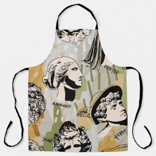 Trending Greek Gods Art Portrait Seamless Pattern. Apron
