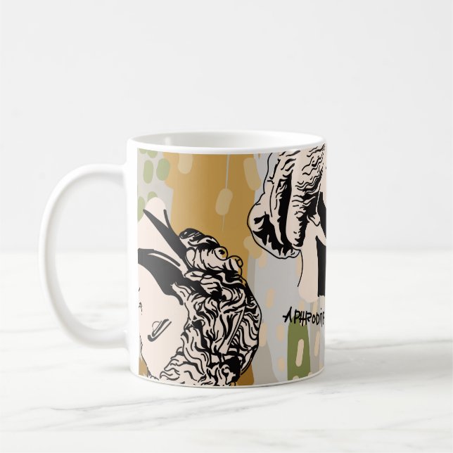 Trending Greek Gods Art Portrait Seamless Pattern. Coffee Mug (Left)