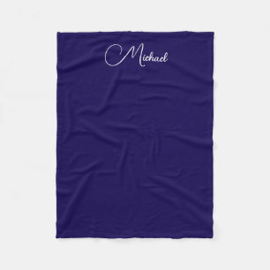 Trending Handwritten Name Small Elegant Dark Blue Fleece Blanket