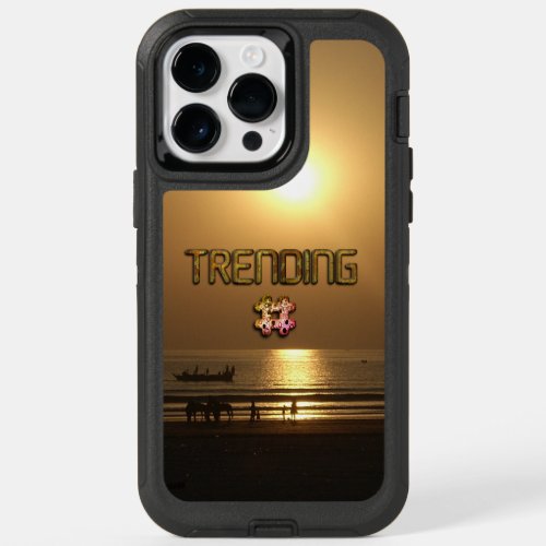 Trending Hashtag 3D Colorful Amazing Golden Sunset OtterBox iPhone 14 Pro Max Case