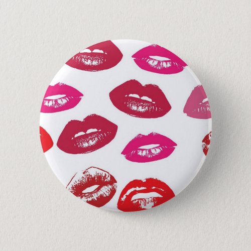 Trending Kisses pattern luscious pink lips mwah Button