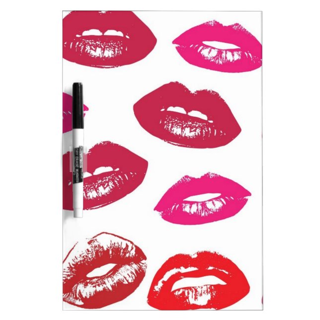 Trending Kisses pattern luscious pink lips mwah! Dry-Erase Board (Front)