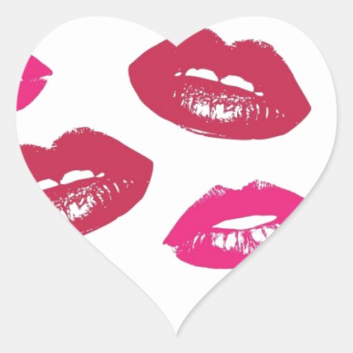 Trending Kisses pattern luscious pink lips mwah Heart Sticker