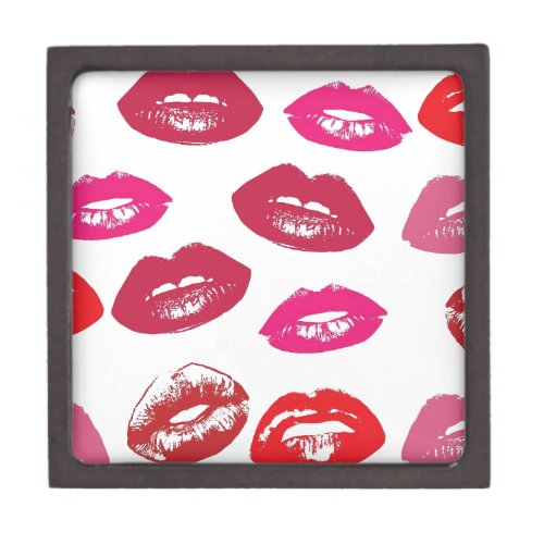 Trending Kisses pattern luscious pink lips mwah Jewelry Box