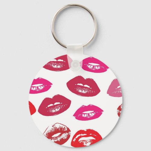Trending Kisses pattern luscious pink lips mwah Keychain