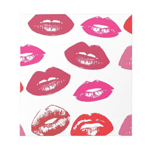 Trending Kisses pattern luscious pink lips mwah Notepad