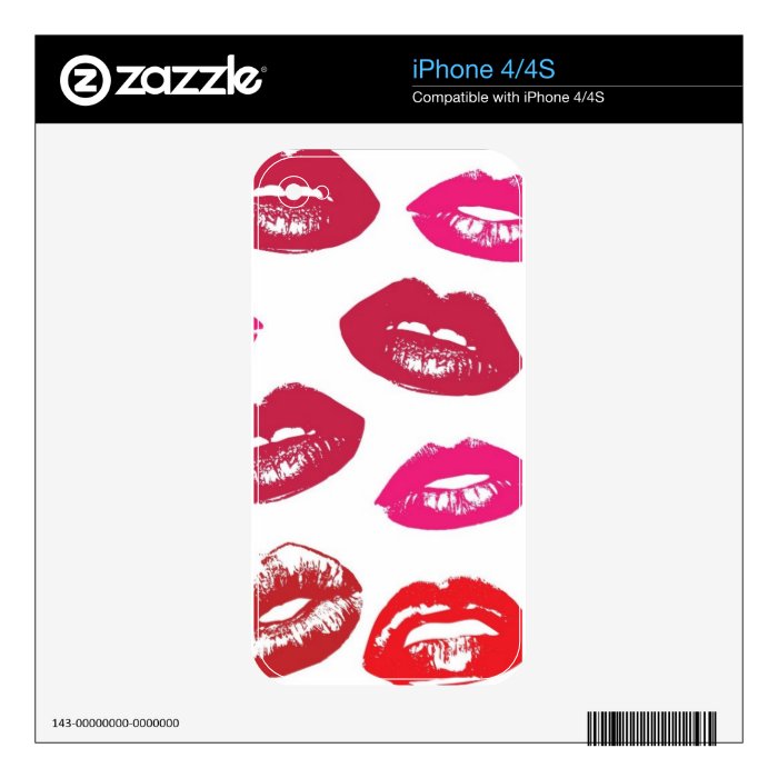 Trending Kisses pattern luscious pink lips mwah iPhone 4 Decals