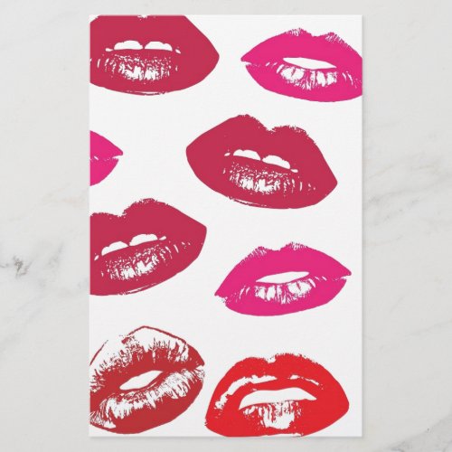 Trending Kisses pattern luscious pink lips mwah Stationery