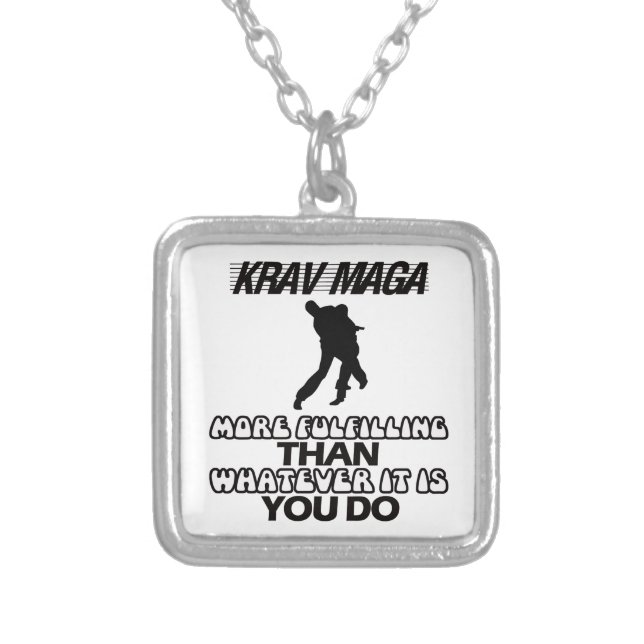Trending Krav Maga DESIGNS Silver Plated Necklace (Front)