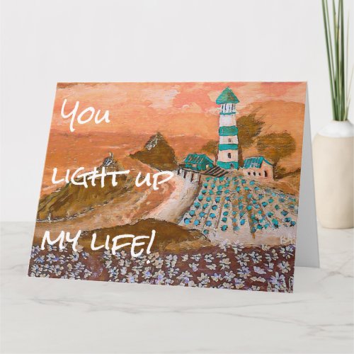 Trending Lighthouse Acrylic Painting Greeting Card