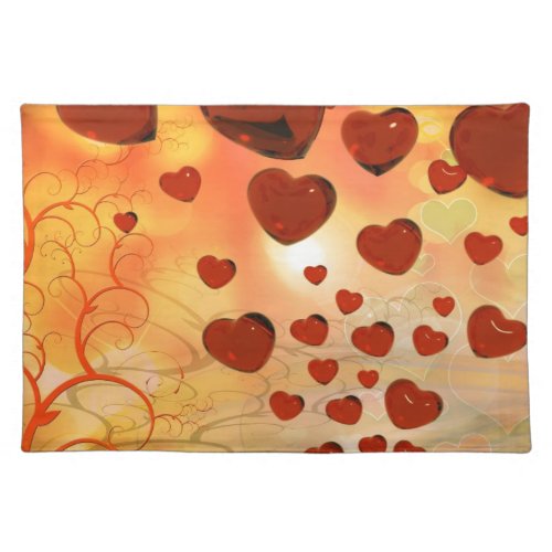 Trending love hearts accessories Valentines day Cloth Placemat