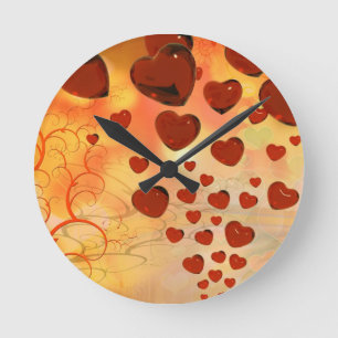Trending love hearts, accessories. Valentines day Round Clock