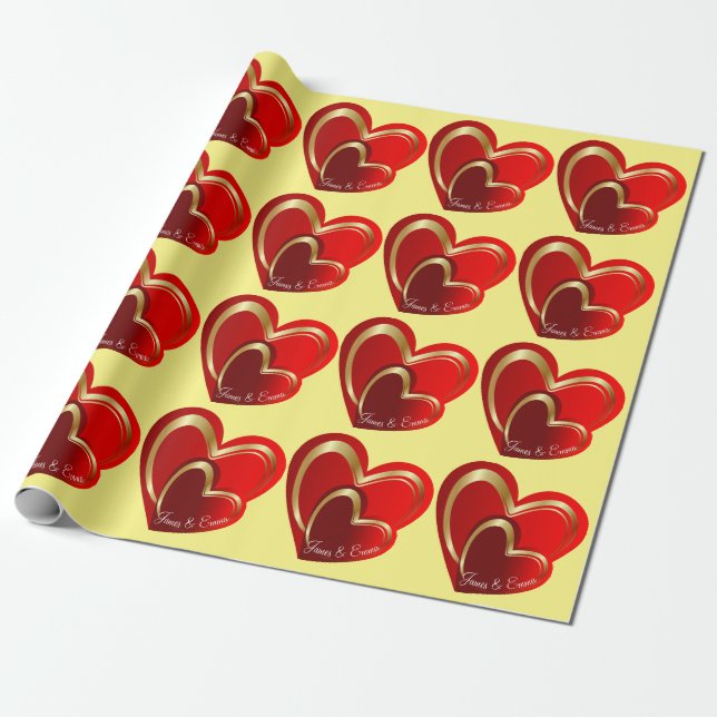 Trending Love Loading Red Hearts Personalized Gift Wrapping Paper (Unrolled)