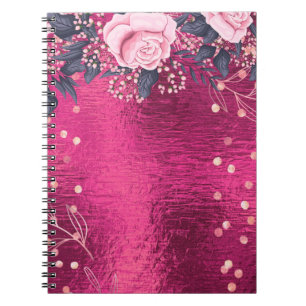 Trending Metallic Floral Stationery Budget Girly Notebook