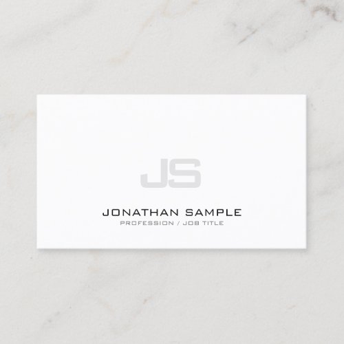 Trending Modern Clean Elegant Monogrammed Plain Business Card