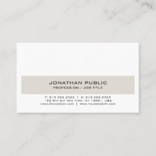 Trending Modern Elegant Beige White Clean Chic Business Card