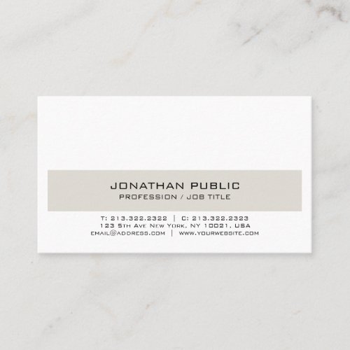 Trending Modern Elegant Beige White Clean Chic Business Card