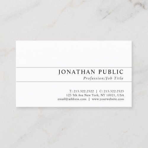 Trending Modern Elegant Chic Sleek Plain White Business Card