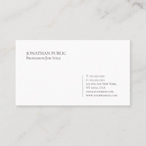 Customizable Trending Modern Elegant Minimalist White Plain Business Card