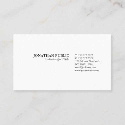 Trending Modern Elegant Minimalistic White Plain Business Card