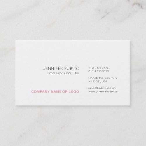 Trending Modern Elegant Minimalistic White Plain Business Card