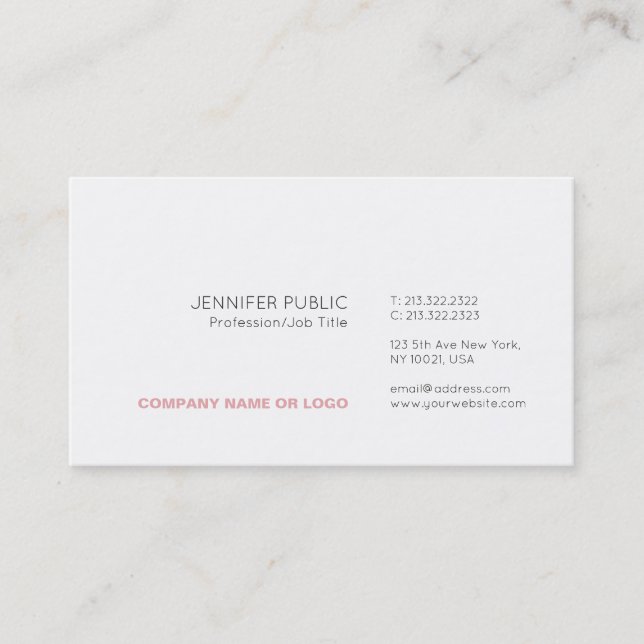 Trending Modern Elegant Minimalistic White Plain Business Card (Front)